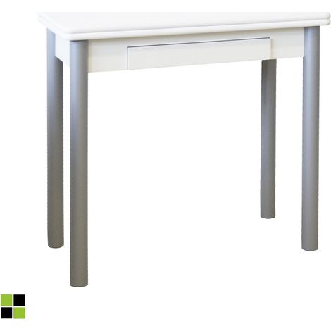 MOMMA HOME Mesa de Cocina de Madera - Modelo RIBETA - Medidas 80 x 40/80 x 78 cm Color: Blanco (1/5)