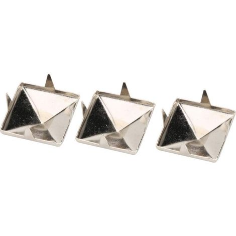 Lot de 100 rivets carrés en métal à quatre mâchoires de 15 mm pour punk, artisanat, cuir, vêtements, chaussures et décoration (argent) (1/5)