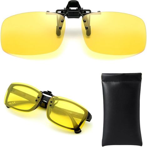 Aufsteckbare polarisierte Sonnenbrille, Nachtfahrbrille, gelb, blendfrei, ultraleicht, für Damen und Herren (1/5)