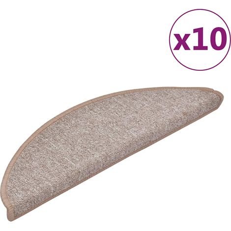 Maison Exclusive - Tapis d'escalier 10 pièces 56x17x3 cm Marron clair Demi-rond (1/5)
