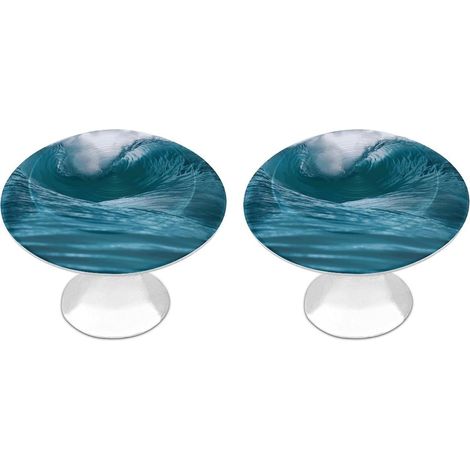 Boutons ronds en acier inoxydable à motif vagues pour armoires (1/5)