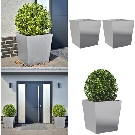 vidaXL Jardinières 2 pcs 50x50x50 cm acier galvanisé (1/5)