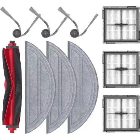 Lot de 10 pièces de rechange pour aspirateur Roborock Q10 S5 / Q10 S5+ / Q10V / Q10V+ / Q10 VF / Q10 VF+ : brosse principale, filtre et serpillière. (1/5)