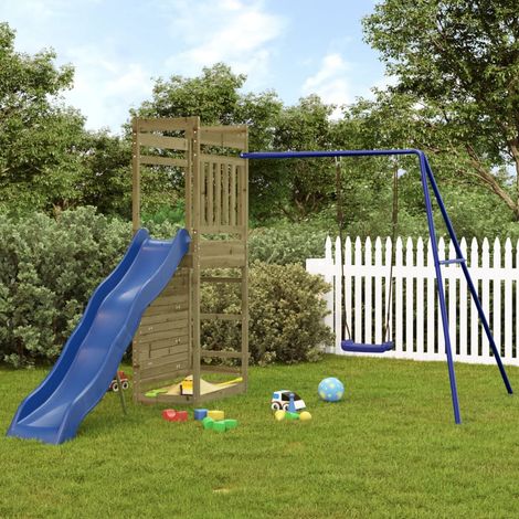 Aire de Jeux d'extérieur, Maison enfant exterieur, Maisonnette de jeu bois de pin imprégné LKOWF45179 (1/5)