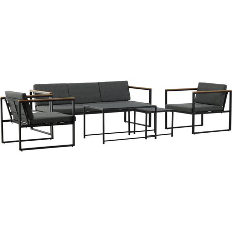 Salon de Jardin 5 Places "Dakar" 188cm Gris (1/5)