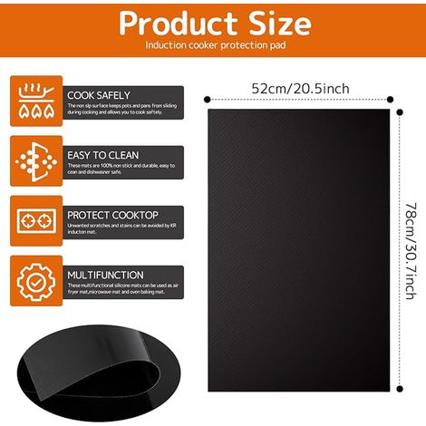 52 x 78 cm Induction Hob Protection Mat, Large Silicone Protective Mat for Induction Cookers, Magnetic Cooktop Hob (52 x 78 cm) (1/3)