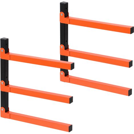Lot de 2 Porte Bûches de Cheminée à 3 niveaux, 37x3x43 cm, Support pour Bois de Chauffage, Fixation murale, Pour bois dur et teck (1/5)