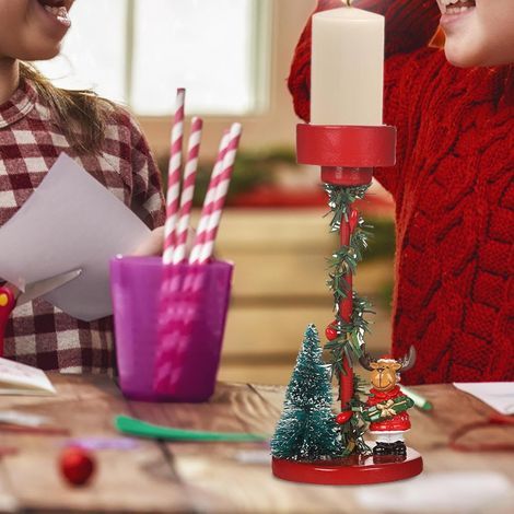 Kerzenständer, dekorativer Kerzenständer, klassische Weihnachtsdekoration, dekorative Kerzenleuchter, weihnachtliches Tischgesteck in Stallform, Tischdekoration, Kerzenständer für Zuhause (Rentier) (1/5)