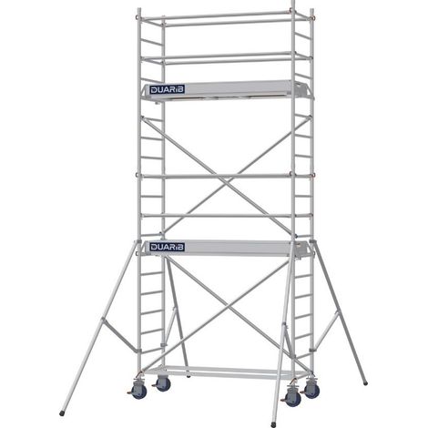 DUARIB - Échafaudage roulant aluminium Docker – Version lisses – Largeur 85 cm – Hauteur max 11,90 m – Longueur 2,05 / 2,54 / 2,95 m - Hauteur de plateau 3,9 m - L 2,05 x l 0,85 m