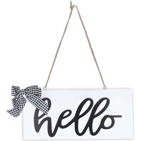 White Welcome Letter Door Sign with Rope Wooden Wall Decoration Hello Door Sign for Shop Decoration (1/5)