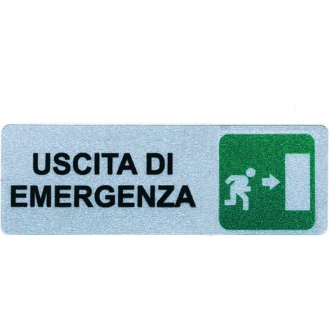 Targhetta adesiva uscita di emergenza freccia a destra - 15x5 cm - 10 pz