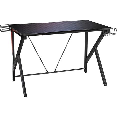 COSTWAY Bureau Gamer Bureau de Jeu pour Gaming avec Stockage Vidéo, Porte-Gobelet et Crochet 115 x 73 x 76,5 CM (1/3)