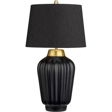 Lampada Da Scrivania Contemporanea Bexley Porcellana Nero Ottone 1 Luce E27 (1/5)