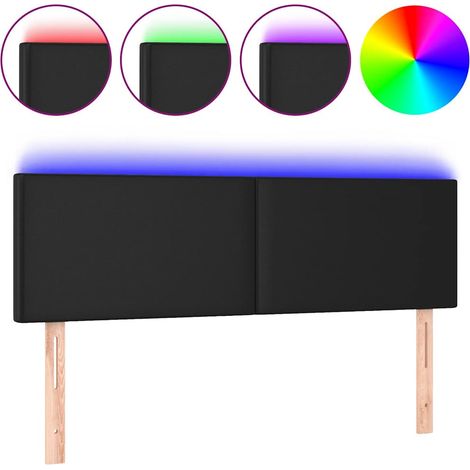 Cabecero con luces LED cuero sintético negro 144x5x78/88 cm vidaXL