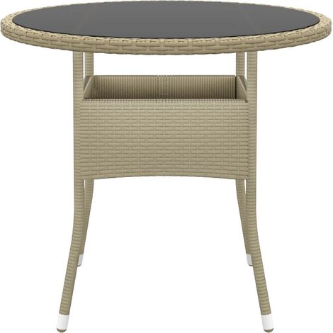 Maison Exclusive - Gartentisch Ø80x75 cm Hartglas und Poly Rattan