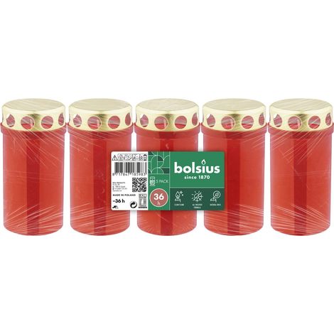 Bolsius Dauerbrenner Nr. 3 rot Allwetter mit Deckel 6,1 x 12 cm 5er Pack Duftkerze
