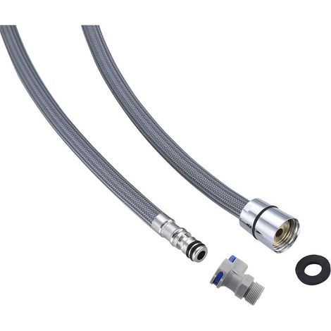 Tuyau de remplacement flexible en nylon tressé de 1,5 m pour robinet de cuisine domestique, évier, lavabo, raccord à une tête G1 / 2, raccord à une tête (1/5)