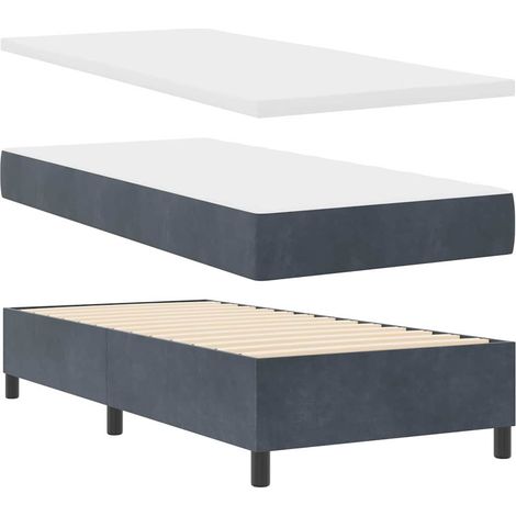 Cama tipo Box Spring Gris oscuro 100 x 200 cm Terciopelo vidaXL (1/5)