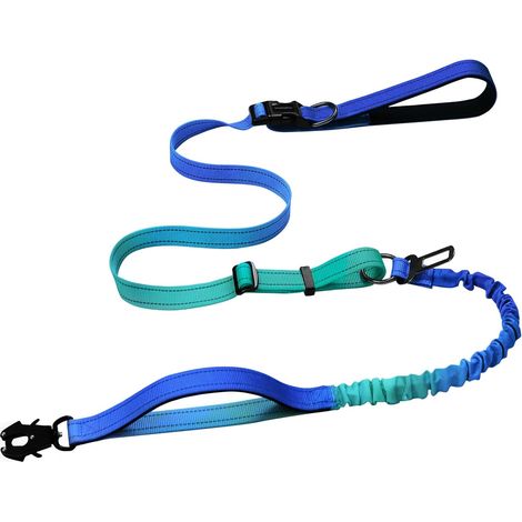Laisse mains libres robuste pour chien avec mousqueton à dégagement rapide et laisse élastique réglable anti-traction pour la marche et le dressage avec ceinture de sécurité de voiture de 1,2 à 1,8 m (1/5)