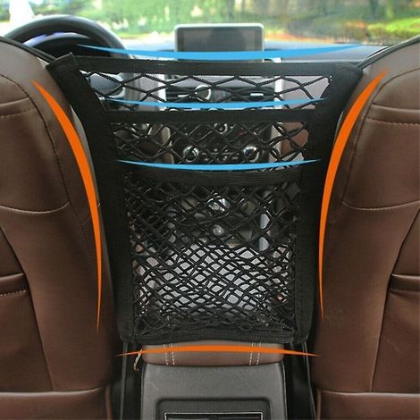 Sacoche de rangement en filet élastique pour dossier de siège auto, style voiture, avec poche grillagée, accessoires de voiture et bagages. (1/5)