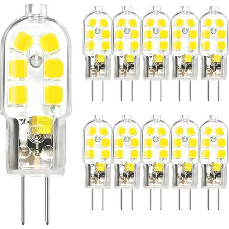 Ampoule G4 6000K LED blanc froid, ampoule halogène 20W, ampoule de rechange 20W, alimentation 12V CC, variateur de lumière, kit de remplacement LED G4 à 2 broches, 10 unités (1/5)