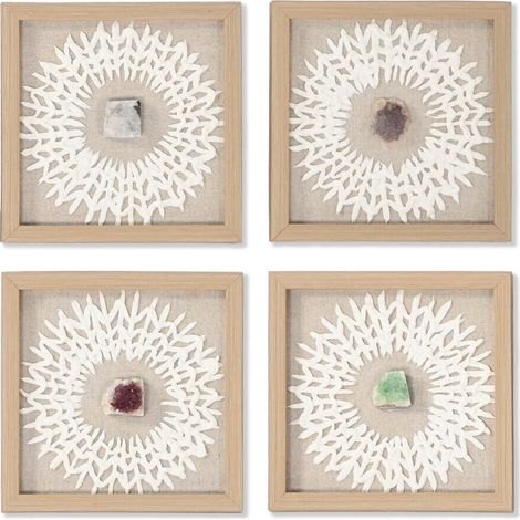 Cuadro Set 4 Cristal Papel Mache 22X2X22 Enmarcado (1/4)