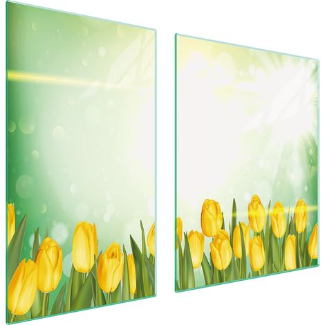 ASSIETTE EN VERRE et PLANCHE À DÉCOUPER 100x52 TULIPES (1/5)
