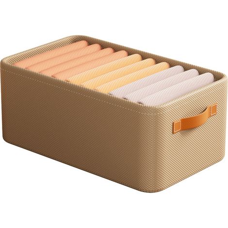 Boîte de Rangement Vêtements Non Tissé Beige 43x24x24cm Pliable Grande Capacité Organiseur Tiroir Robuste pour Dressing (1/5)