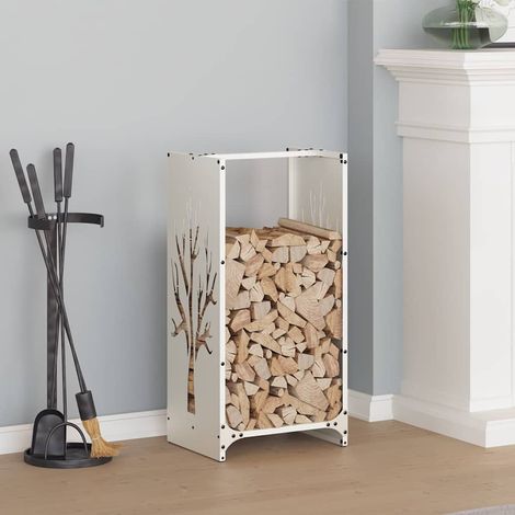 Portant de bois chauffage- Porte-bûches- Meuble pour range bûches blanc 40x30x80 cm 973492 (1/5)