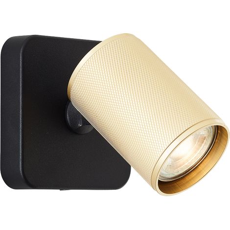 Brilliant lampe Marty LED spot mural sable noir/or mat or 1x GU10, 10 W, ampoule LED incluse et remplaçable (1/5)