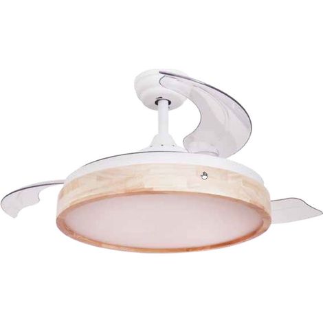 Ventilatore da soffitto Ranta con luce CCT regolabile e comando Ø107 3 pale DC retrattili Bianco (1/5)