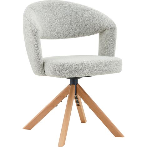 Lot de 2 chaises pivotantes rétro en tissu gris clair avec pieds en bois massif, hauteur 81,5 cm (1/5)