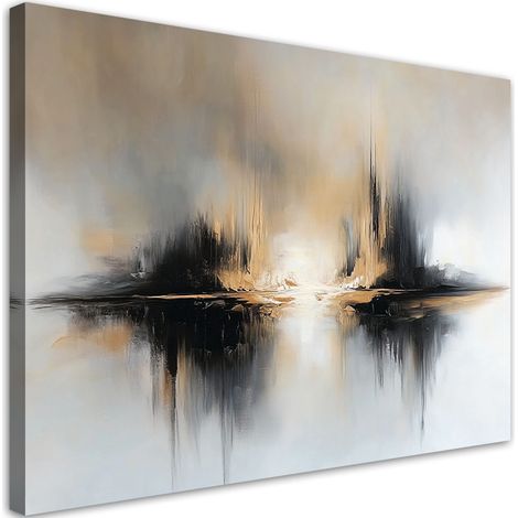 Tableau déco Abstrait Beige Gris 100x70 (1/5)