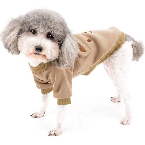Cappotto invernale per cani di piccola taglia, morbido e caldo, per cuccioli, abbigliamento per il freddo, cappotto per animali domestici, Chihuahua, Yorkshire, marrone, taglia L (1/4)
