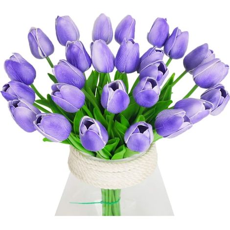 Tulipes artificielles violettes (10 unités) en latex-AquaForge (1/5)