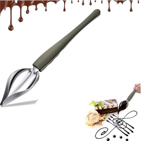 2 Pièces Cuillères de Dessin Cuillères à Dessert Décoratif Cuillère à Chocolat Gâteau en Acier Inoxy Cuillères à Crayons avec Bec Effilé pour Décoration de Nourriture Sushi Cuisson Dessert(grand ) (1/5)