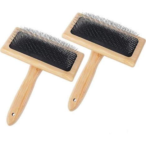 Lot de 2 cardes à laine, cardes manuelles de 15,5 cm x 12,2 cm pour la laine, outil de mélange pour feutrine et laine artisanale, brosse pour animaux de compagnie. (1/5)