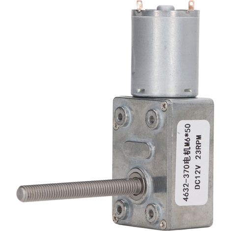 Moteur à engrenage à vis sans fin avec fonction d'auto-blocage, arbre rotatif fileté M6, réducteur de vitesse 12V 23RPM (1/5)