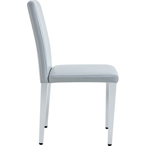 Set di 4 sedie da pranzo moderne in PU grigio chiaro con gambe metalliche argentate (1/5)