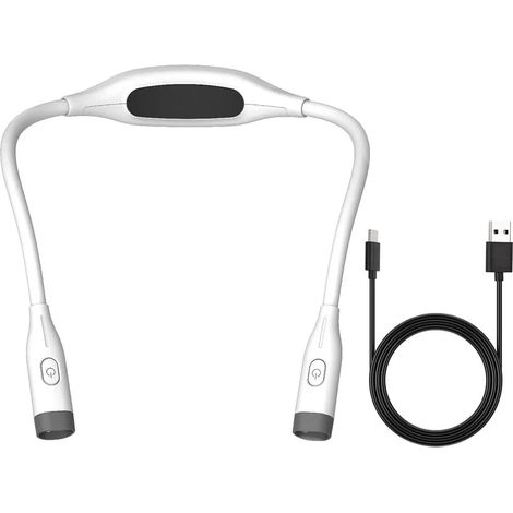 Wiederaufladbare LED-Nackenleuchte, Leselampe mit flexiblem Silikon-Lampenarm und augenschonendem Licht. (1/5)