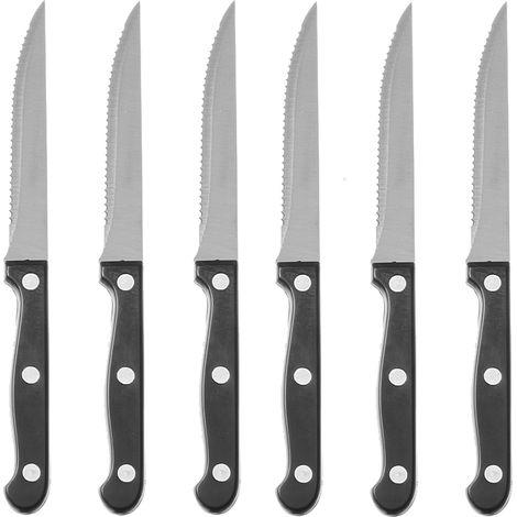 Cuchillo de acero inoxidable serrado para carne, 215 mm de longitud, juego de 6 - Hendi 781449