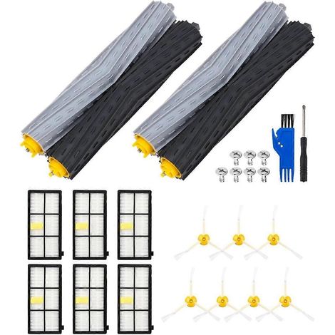 Pièces détachées pour aspirateur robot iRobot Roomba 860, 865, 870, 880, 896, 960, 966, 971, 976, 980 et 981 : brosse latérale principale et filtre HEPA. (1/4)