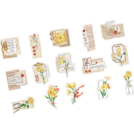 30 autocollants floraux vintage, stickers décoratifs en papier pour scrapbooking, accessoires autocollants pour agendas, carnets, loisirs créatifs et petits mots doux. (1/5)