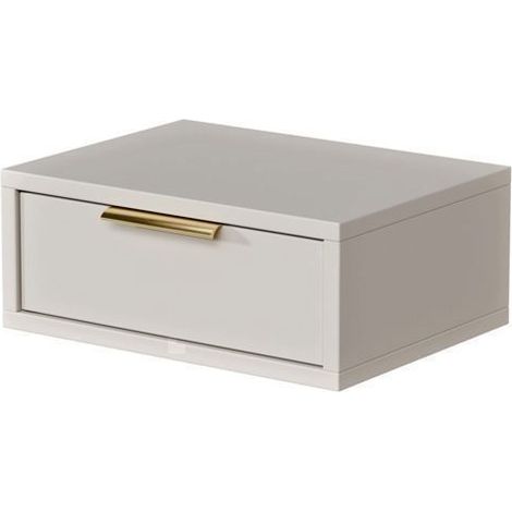 Table de chevet suspendue MONEA – 1 tiroir – Cachemire – Poignée dorée – Meuble chambre (1/5)