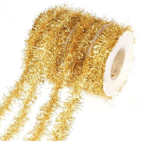 rouleaux de ruban décoratif pour couronne Noël en fil fer pailleté 3 m 1,8 cm Doré (1/5)