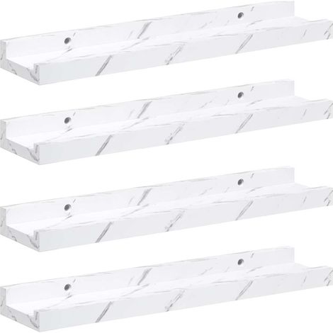 Étagère Murale avec étagère 4 pcs Étagères flottantes Marbre blanc 40 x 9 x 3 cm (1/5)