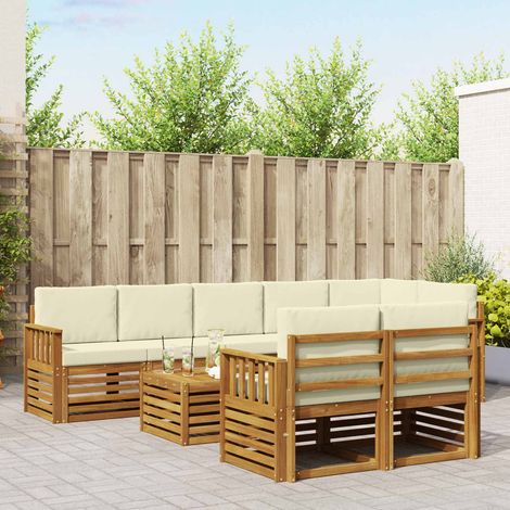 vidaXL Sofagarnituren 9 pcs Natur und Creme Massivholz Akazie (1/5)