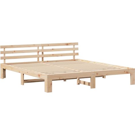 Lit double，Lit adulte，Cadre de lit Marron 180 x 200 cm Bois de pin massif CFW5841442 (1/5)