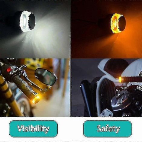 Lot de 2 feux clignotants LED pour guidon de moto, 12 V CC, blanc et jaune, clignotant latéral, feu de position jaune
