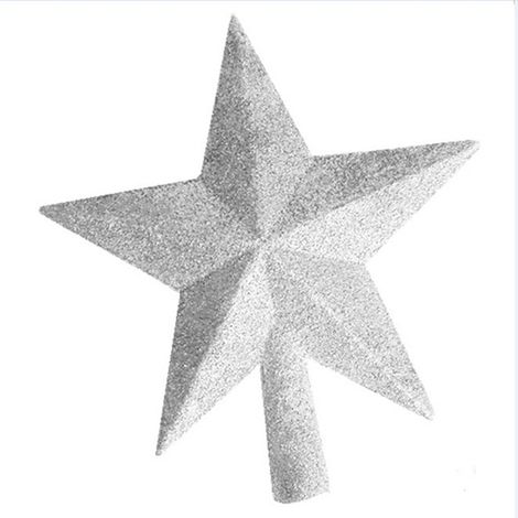 BEBUSINGOTO (15 x 14,5 x 2 cm, Silber) Glitzernde Weihnachtsbaumspitze mit Stern